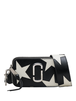 Marc Jacobs Leather Patchwork Star Snapshot Crossbody Bag, Black/White, Black/White