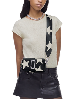 Marc Jacobs Leather Patchwork Star Snapshot Crossbody Bag, Black/White - view 2, Black/White