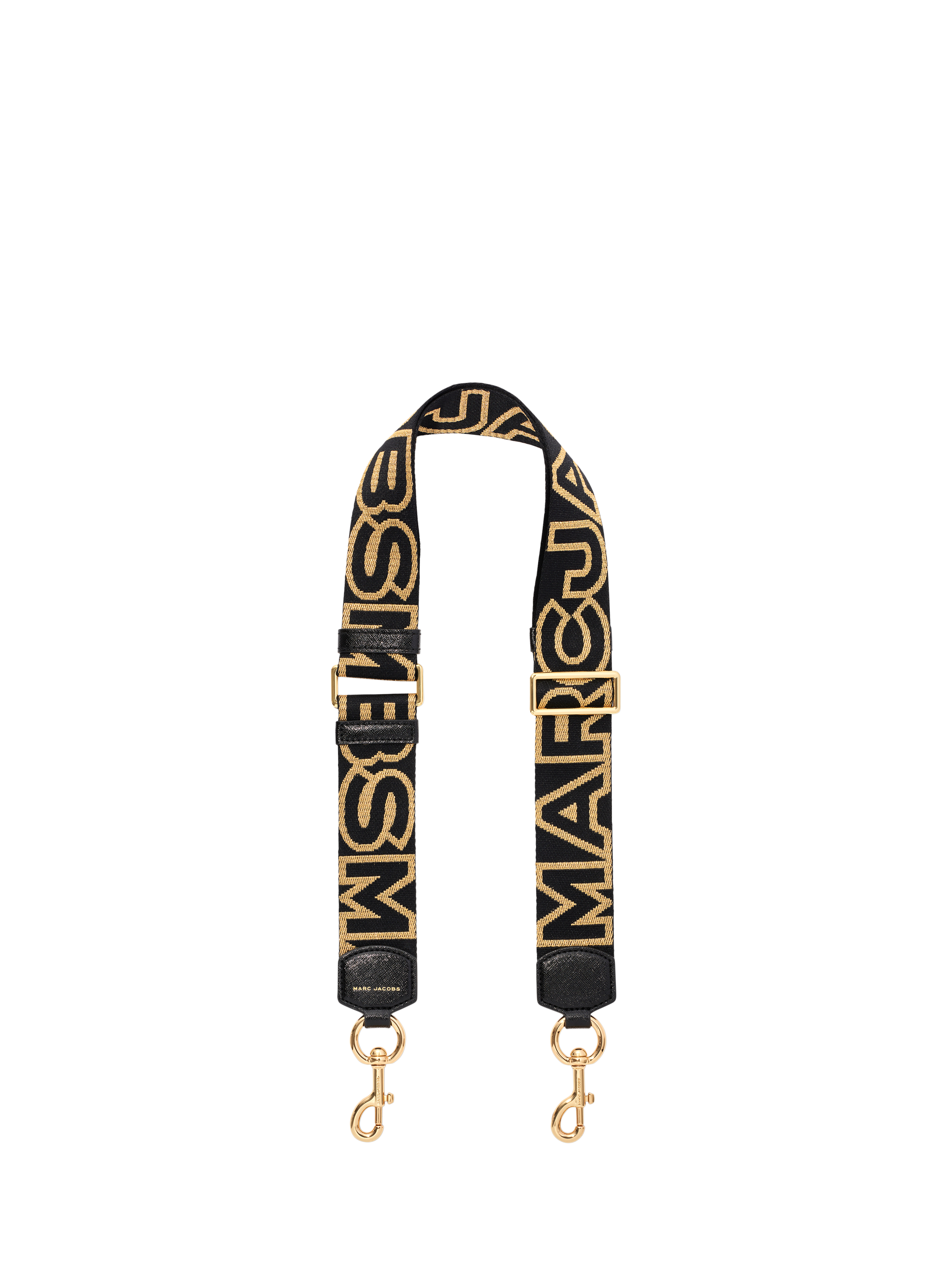 Product image 1 of 3, which shows Marc Jacobs Logo Webbing Strap, Black/Gold