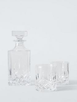 John Lewis Paloma Opera Crystal Glass 750ml Decanter & 2 Tumblers Gift Set, Clear, Clear