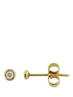 E.W Adams 9ct Yellow Gold Diamond Stud Earrings and Pendant Necklace Jewellery Set, Gold, Gold