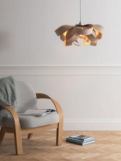 Tom Raffield Bloom Medium Wood Pendant Ceiling Light, Oak - view 2, Oak