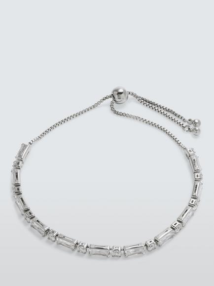 John Lewis Cubic Zirconia Toggle Bracelet, Silver, Silver