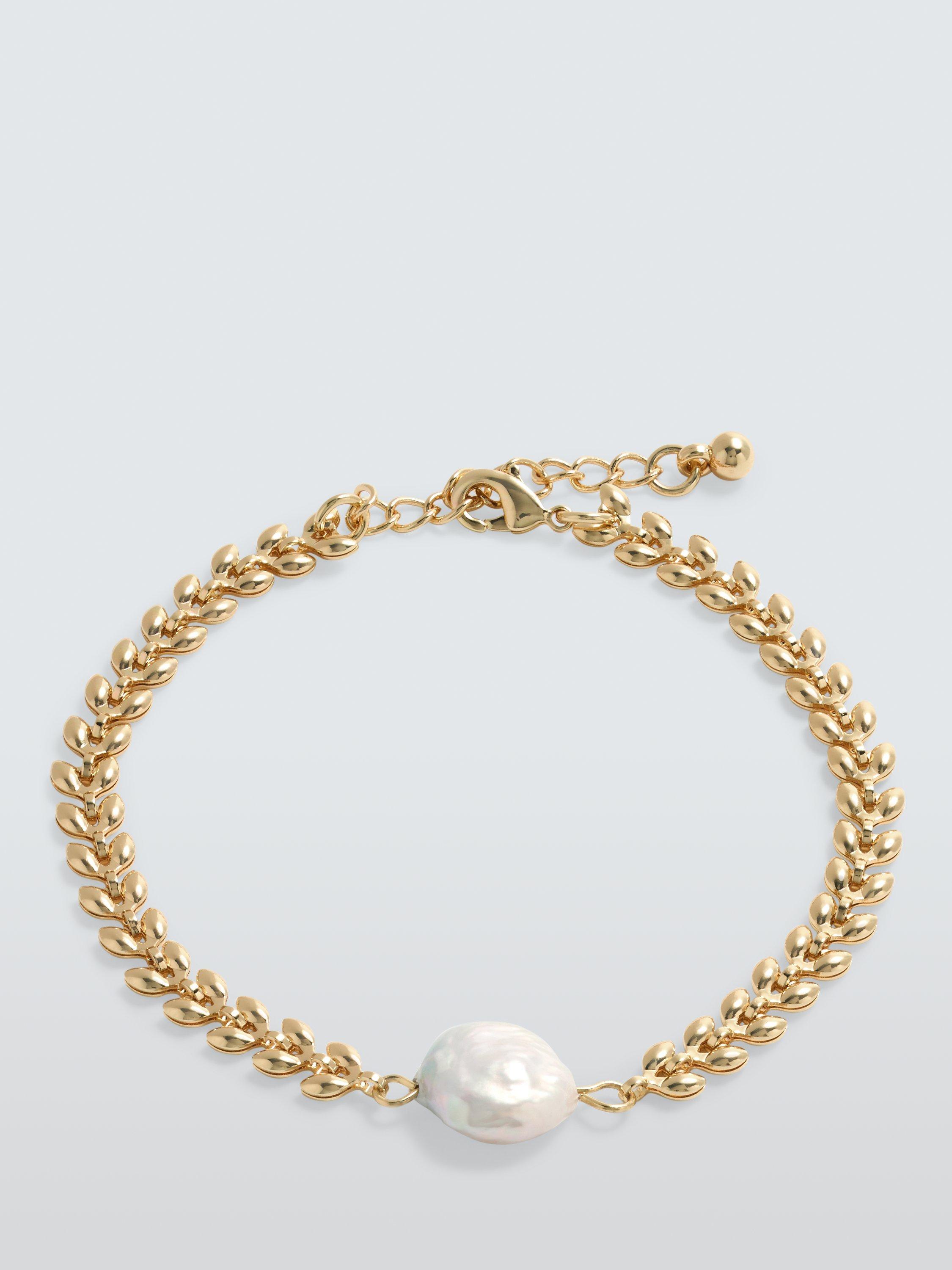 Product image 1 of 4, which shows John Lewis Pearl Chain Bracelet, Gold