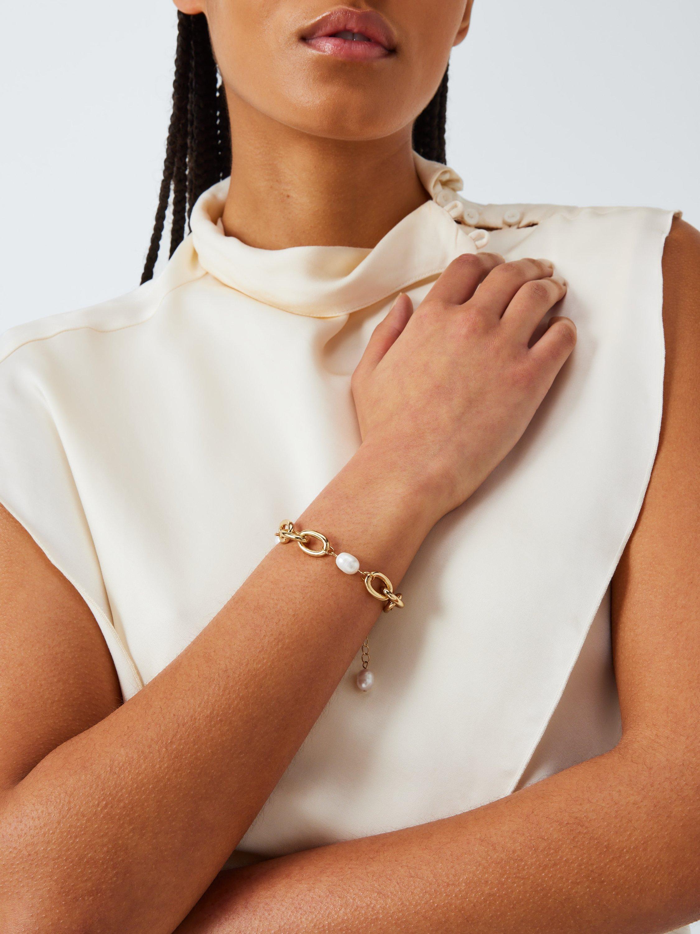 Product image 4 of 4, which shows John Lewis Pearl Link Bracelet, Gold