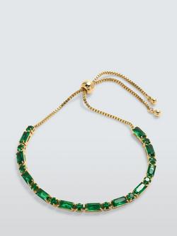 John Lewis Green Stone Toggle Bracelet, Gold, Gold/Green