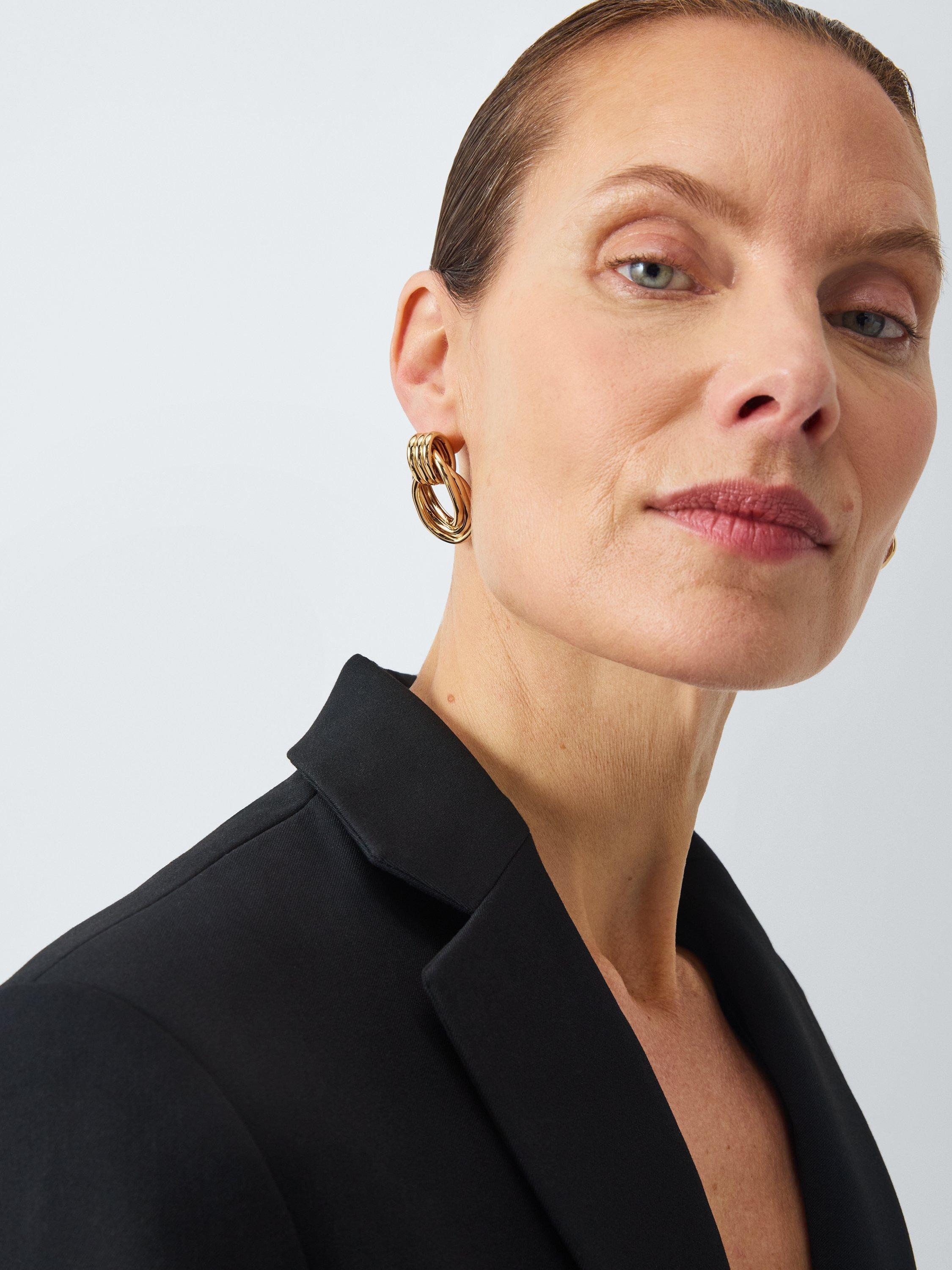 Product image 2 of 4, which shows John Lewis Knot Stud Earrings, Pack of 2, Gold