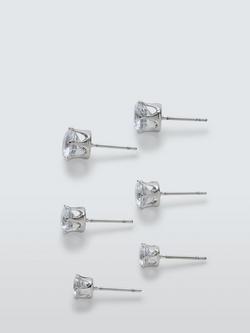 John Lewis Cubic Zirconia Stud Earrings, Silver, Silver