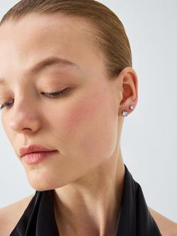 John Lewis Cubic Zirconia Stud Earrings, Silver - view 2, Silver