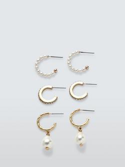 John Lewis Hoop Earrings Trio Set, Gold, Gold