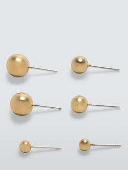 John Lewis Graduated Stud Earrings, Pack of 3, Gold