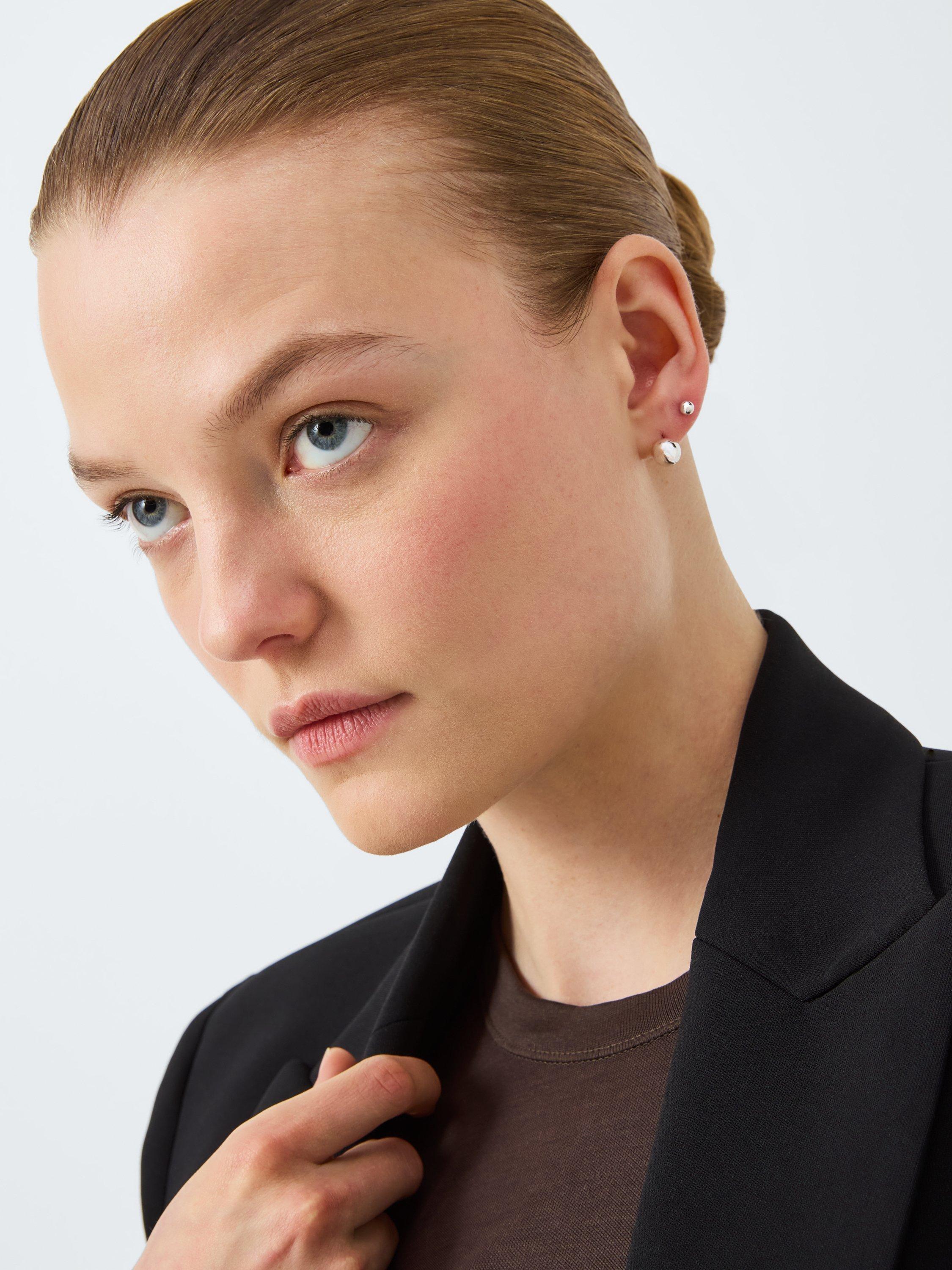 Product image 2 of 4, which shows John Lewis Graduated Stud Earrings, Pack of 3, Silver