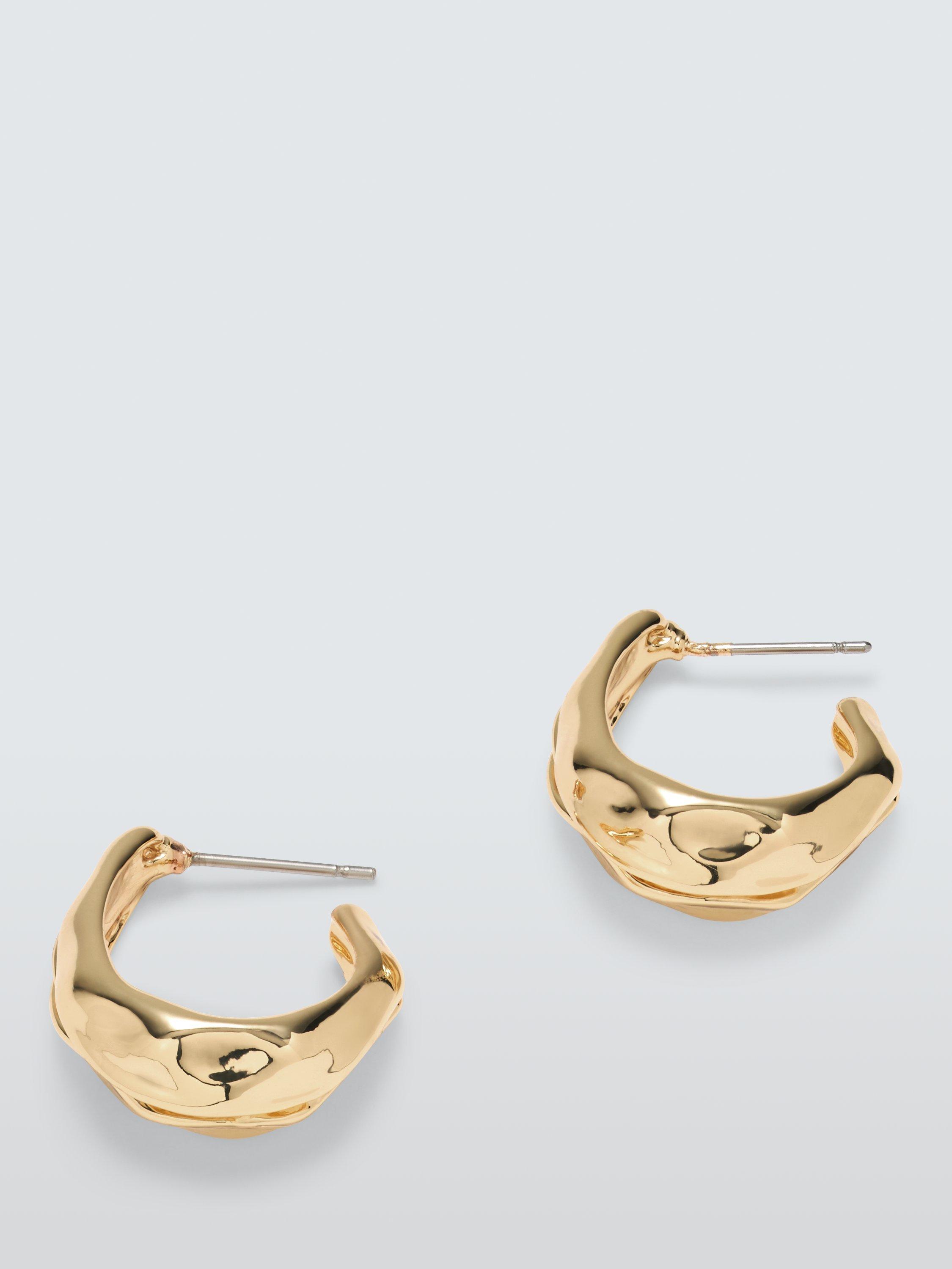 John Lewis Polished Angled Half Hoop Earrings, Gold