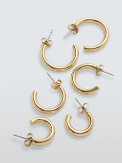 John Lewis Hoop Trio Earring Set, Gold, Gold