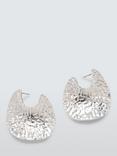 John Lewis Textured Moon Shape Earrings, Silver