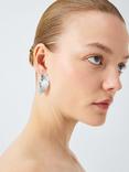 John Lewis Textured Moon Shape Earrings, Silver