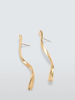 John Lewis Polished Twist Effect Drop Earrings, Gold, Gold