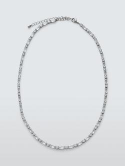 John Lewis Baguette Cut Cubic Zirconia Short Necklace, Silver, Silver