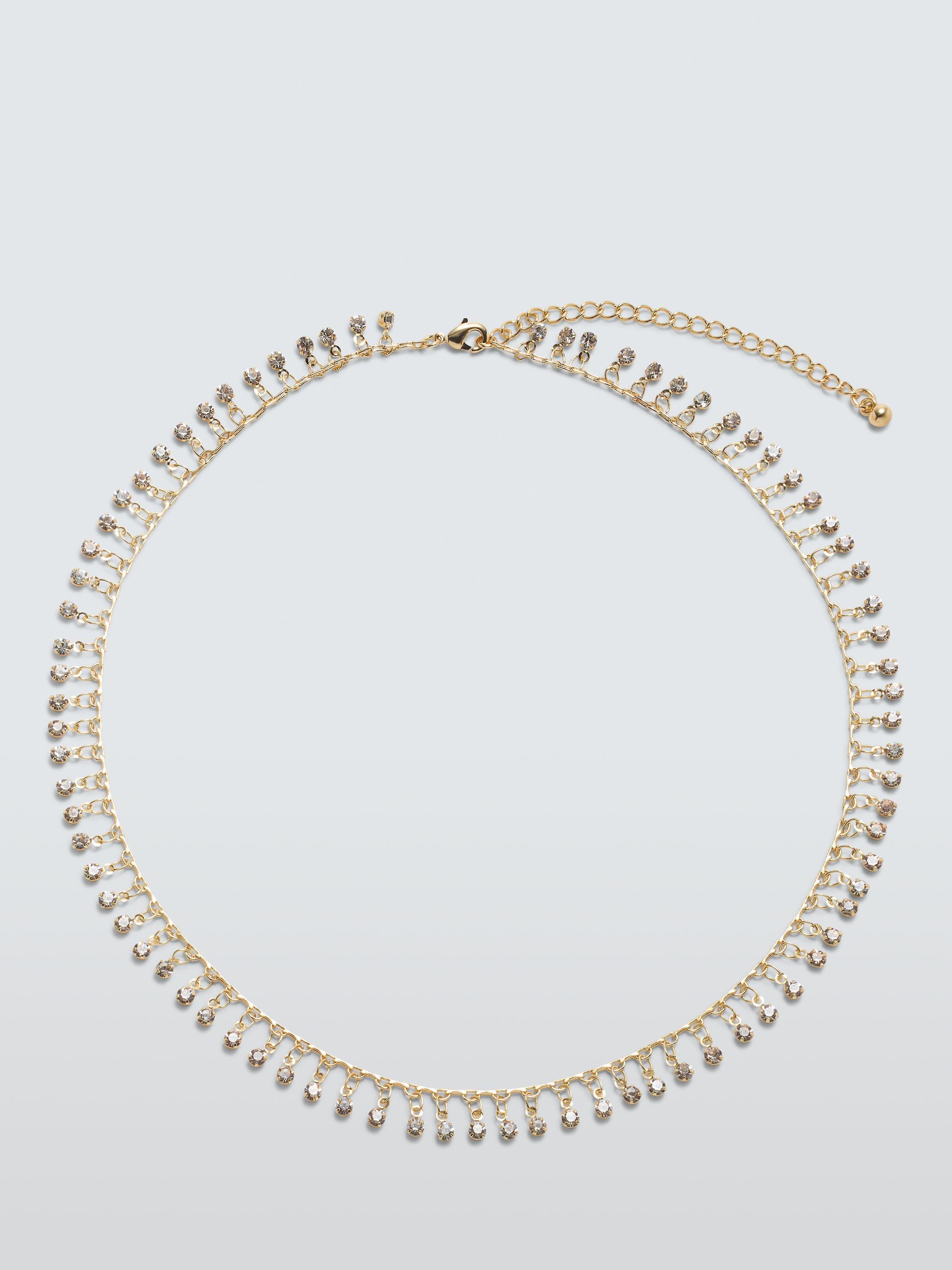 John Lewis Diamante Drop Necklace, Gold