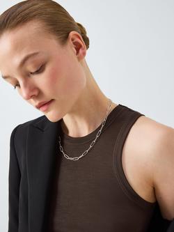John Lewis Paperclip Link Chain Necklace - view 2, Silver