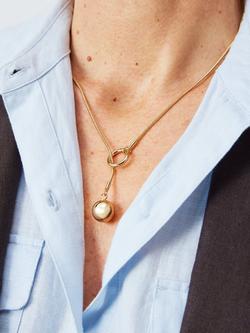 John Lewis Sphere Drop Lariat Necklace - view 2, Gold