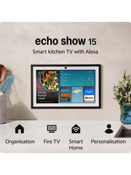 Amazon Echo Show 15 (2nd Gen) Smart Speaker with 15.6" Full HD Screen & Alexa+ Early Access Voice Recognition & Control with Alexa Voice Remote, White - view 2, White