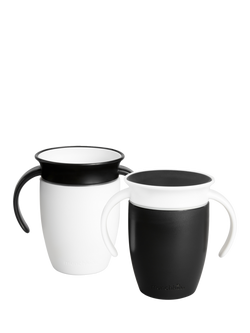 Munchkin Miracle 360 Sippy Cup, 7oz, Pack of 2, Black/White, Black/ White