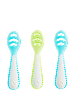 Munchkin Gentle Dip Multistage Weaning Spoon, Pack of 3, Blue/ Green