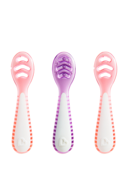 Munchkin Gentle Dip Multistage Weaning Spoon, Pack of 3, Pink/ Purple