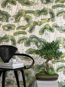 Cole & Son Lily Lotus Wallpaper - view 2, Orange/ Olive