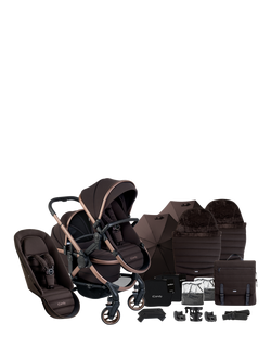 iCandy Peach 7 Double Pushchair and Carrycot with Accessories Bundle, Pecan, Pecan