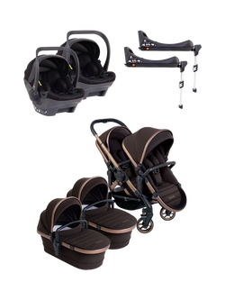 iCandy Peach 7 Twin Pushchair and Carrycot with Cocoon i-Size Car Seats and Bases Bundle, Pecan, Pecan