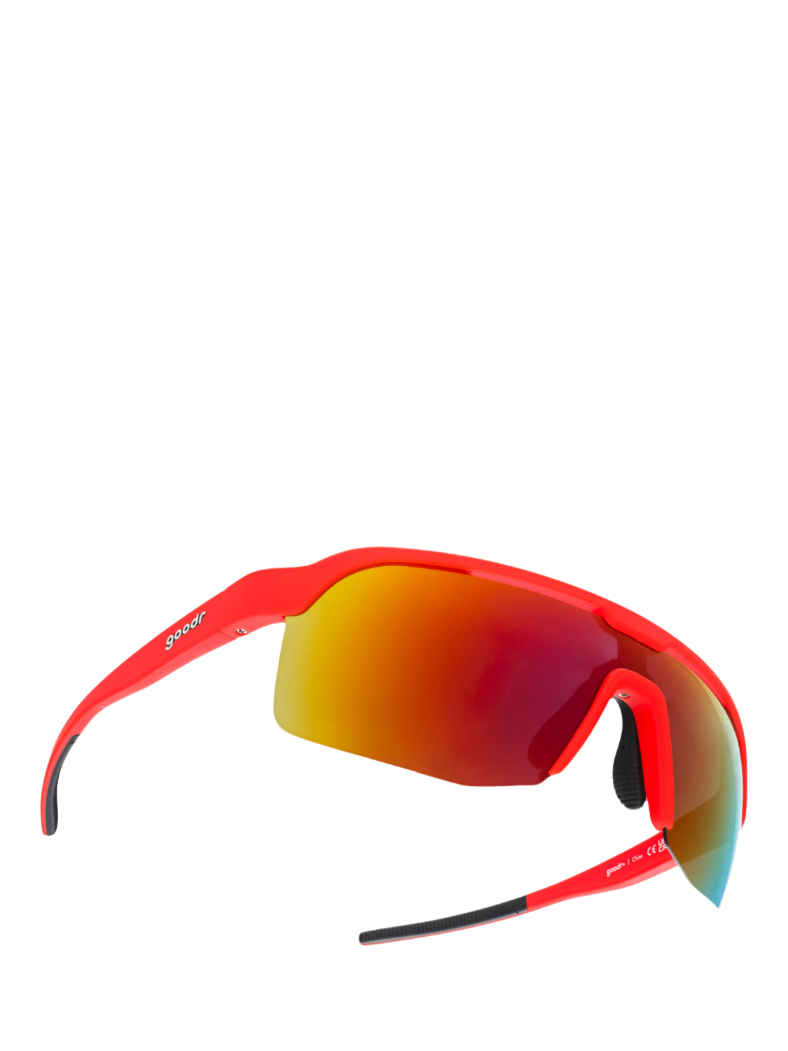 Product image 4 of 6, which shows goodr Dante's Shin Splint Inferno Sunglasses, Red