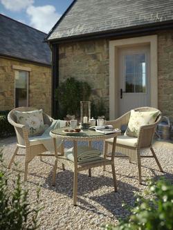 Laura Ashley Carrdale Woven Rattan 2-Seater Garden Bistro Set, Barley - view 2, Barley