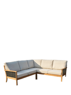 Laura Ashley Salcey Woven 5-Seater Teak Wood Corner Garden Lounge Set, Natural - view 2, Teak