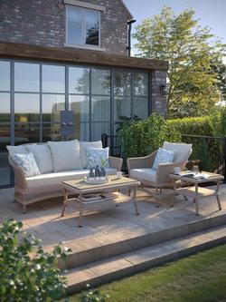 Laura Ashley Carrdale Woven Rattan Garden Lounge Chair, Barley - view 2, Barley