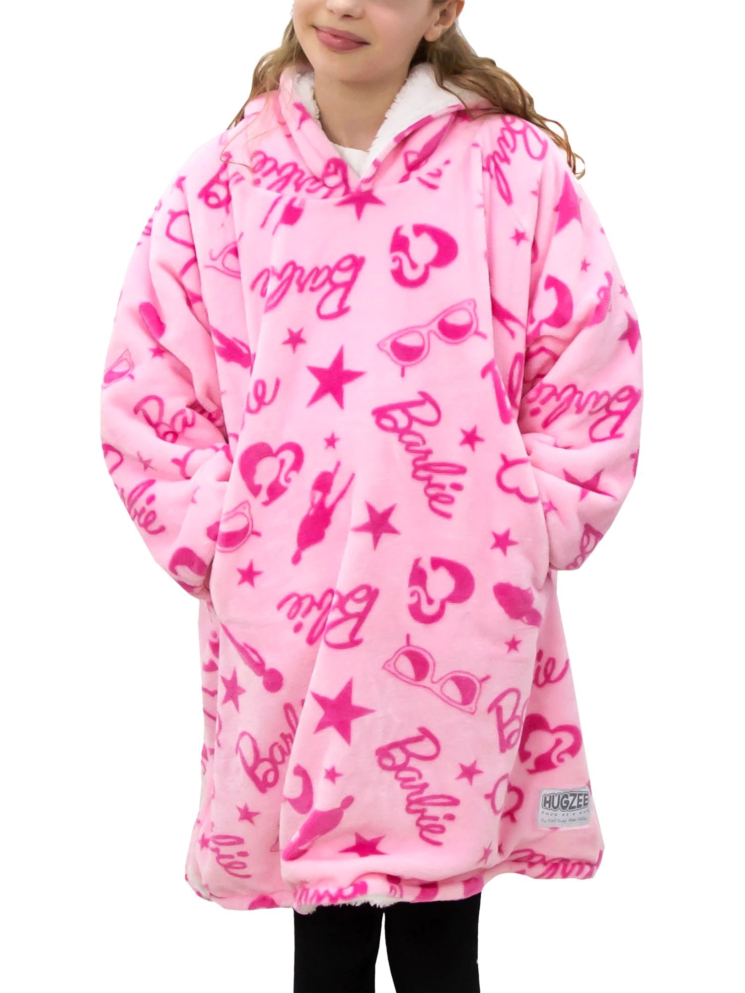 Product image 1 of 8, which shows Barbie Hugzee Oversized Fleece Hooded Blanket, Multi, 7-12 years