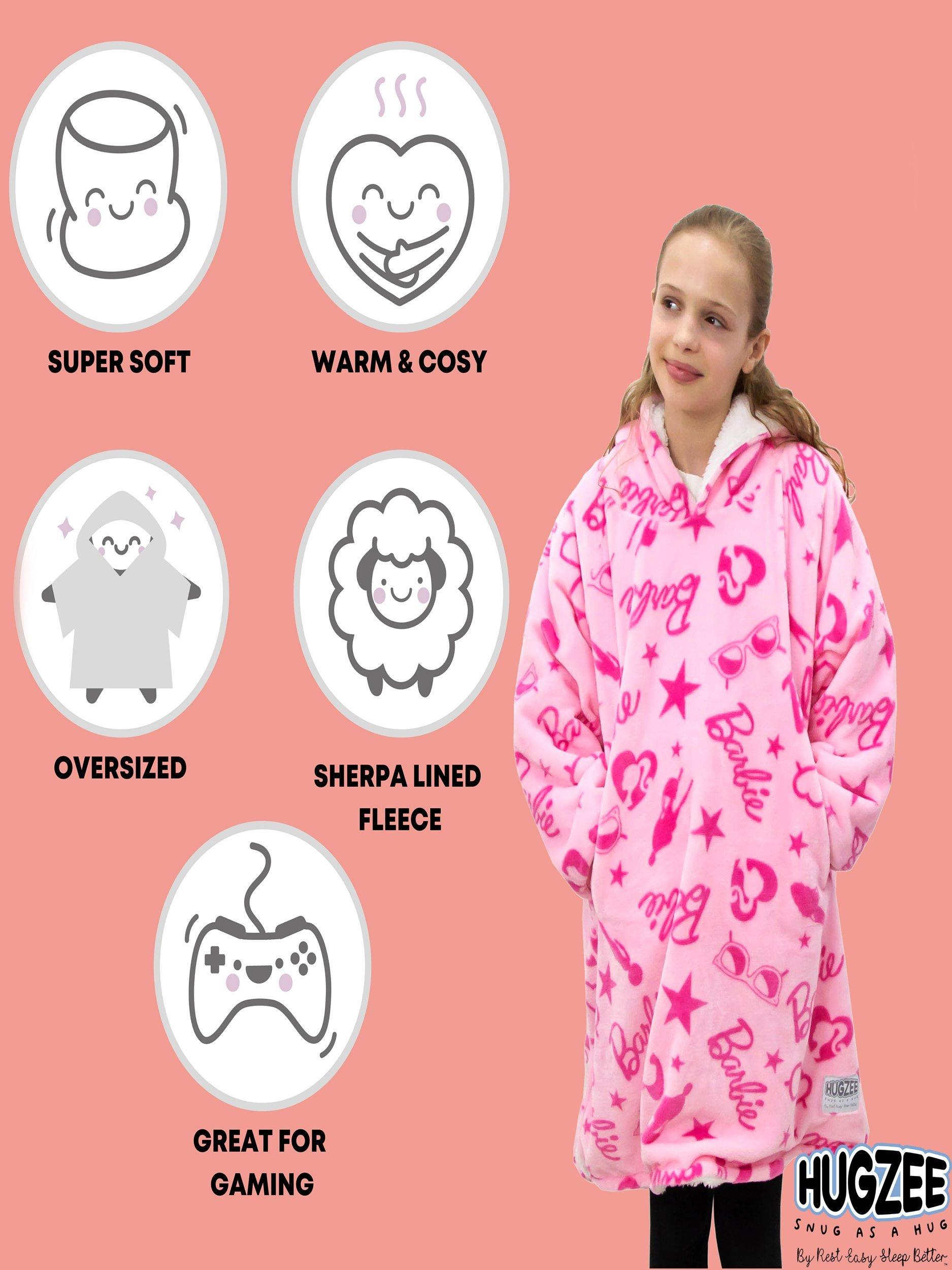 Product image 8 of 8, which shows Barbie Hugzee Oversized Fleece Hooded Blanket, Multi, 7-12 years
