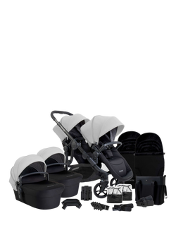 iCandy Orange 4 Twin Pushchair, Carrycot and Accessories Bundle, Glacier, Glacier