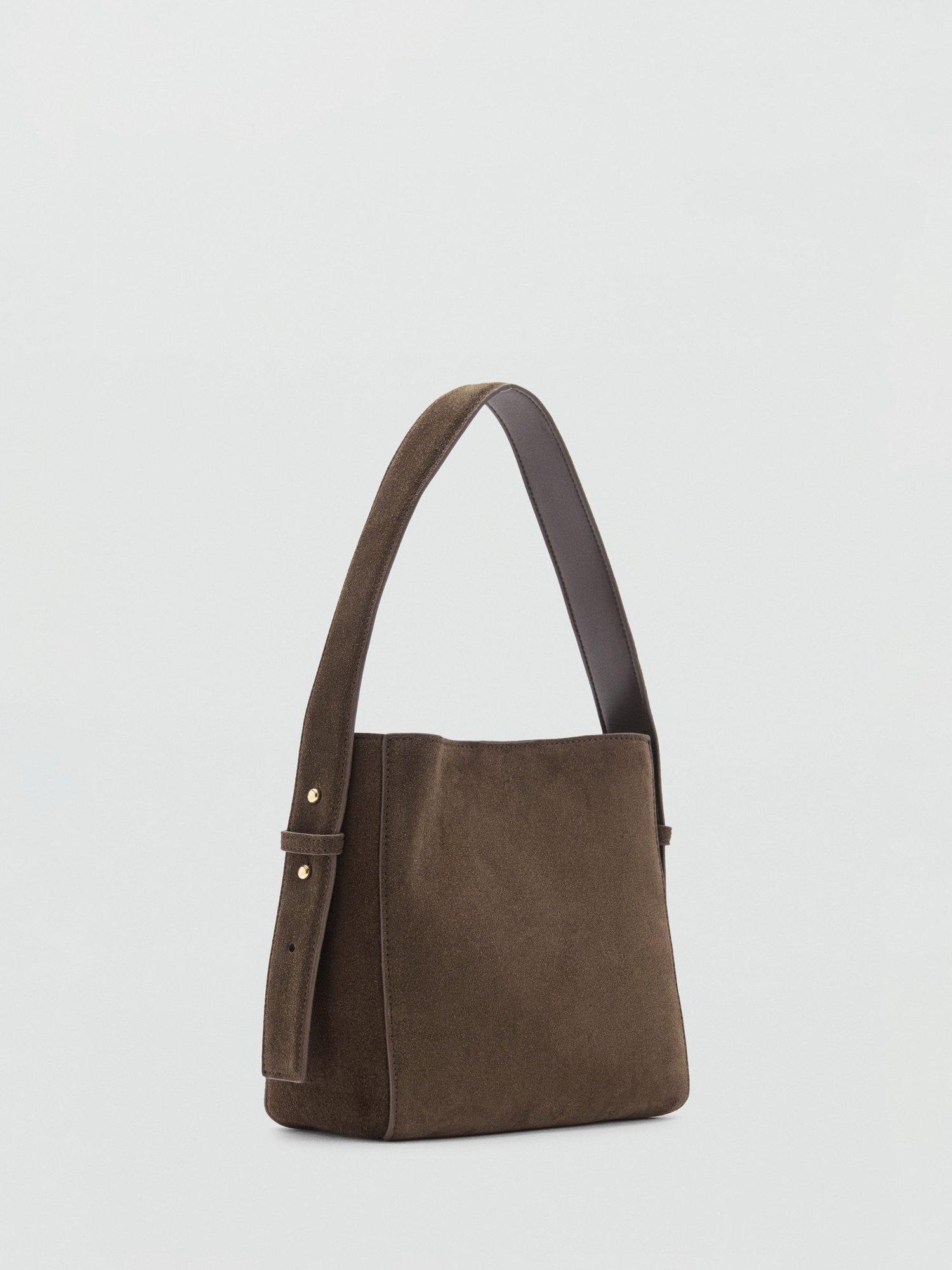 Mango Suede Shoulder Bag, Medium Brown