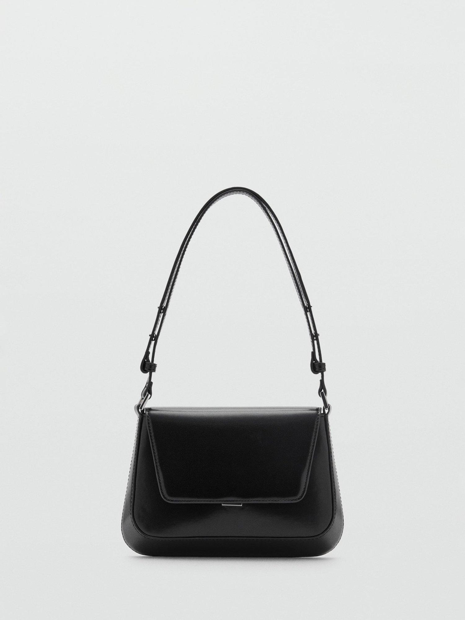 Mango Flapover Shoulder Bag, Black