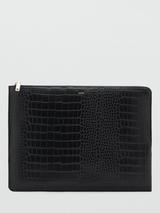 Mango Leonor Croc Effect Laptop Case, Black