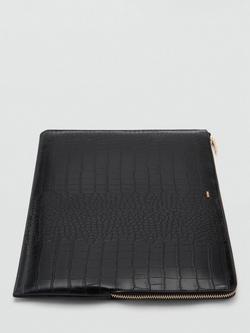 Mango Leonor Croc Effect Laptop Case, Black - view 2, Black