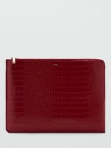 Mango Leonor Croc Effect Laptop Case, Red