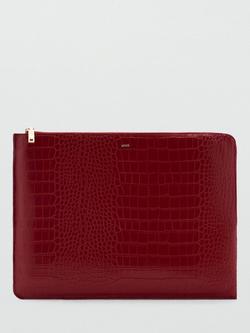 Mango Leonor Croc Effect Laptop Case, Red, Red