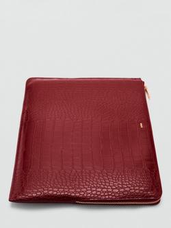 Mango Leonor Croc Effect Laptop Case, Red - view 2, Red