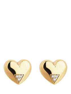 Toolally Art Deco Cubic Zirconia Heart Stud Earrings, Gold