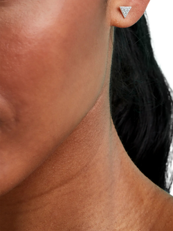 Toolally Art Deco Cubic Zirconia Triangle Stud Earrings - view 2, Silver