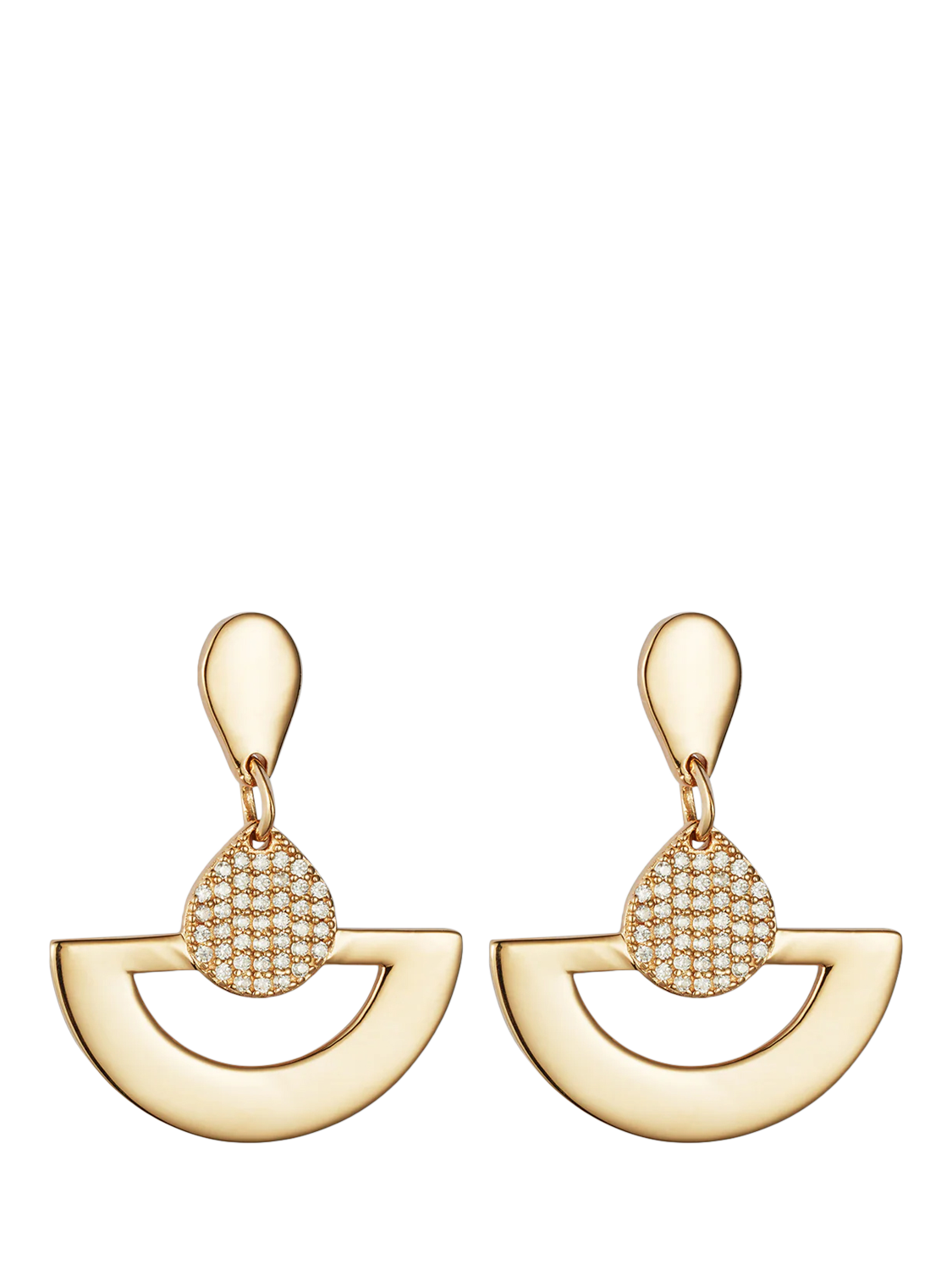 Toolally Mini Fan Cubic Zirconia Drop Earrings, Gold