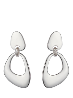 Toolally Cubic Zirconia Pebble Drop Earrings, Silver
